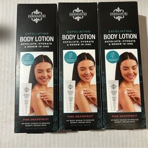 3x Dermasuri Exfoliating Body Lotion Grapefruit KP Scrub-Reduce Bumpy Rough Skin